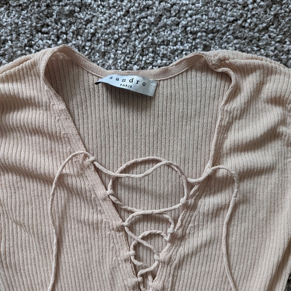 Sandro Peach Ribbed Lace Up - Picture 2 of 6